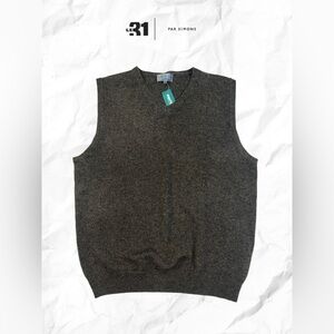 Le 31 par Simons Men’s Lambswool Olive Green V-Neck Sweater Vest